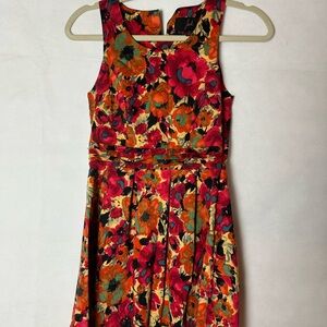 Jack by BB Dakota Red and Orange Ruched Fitted Sundress